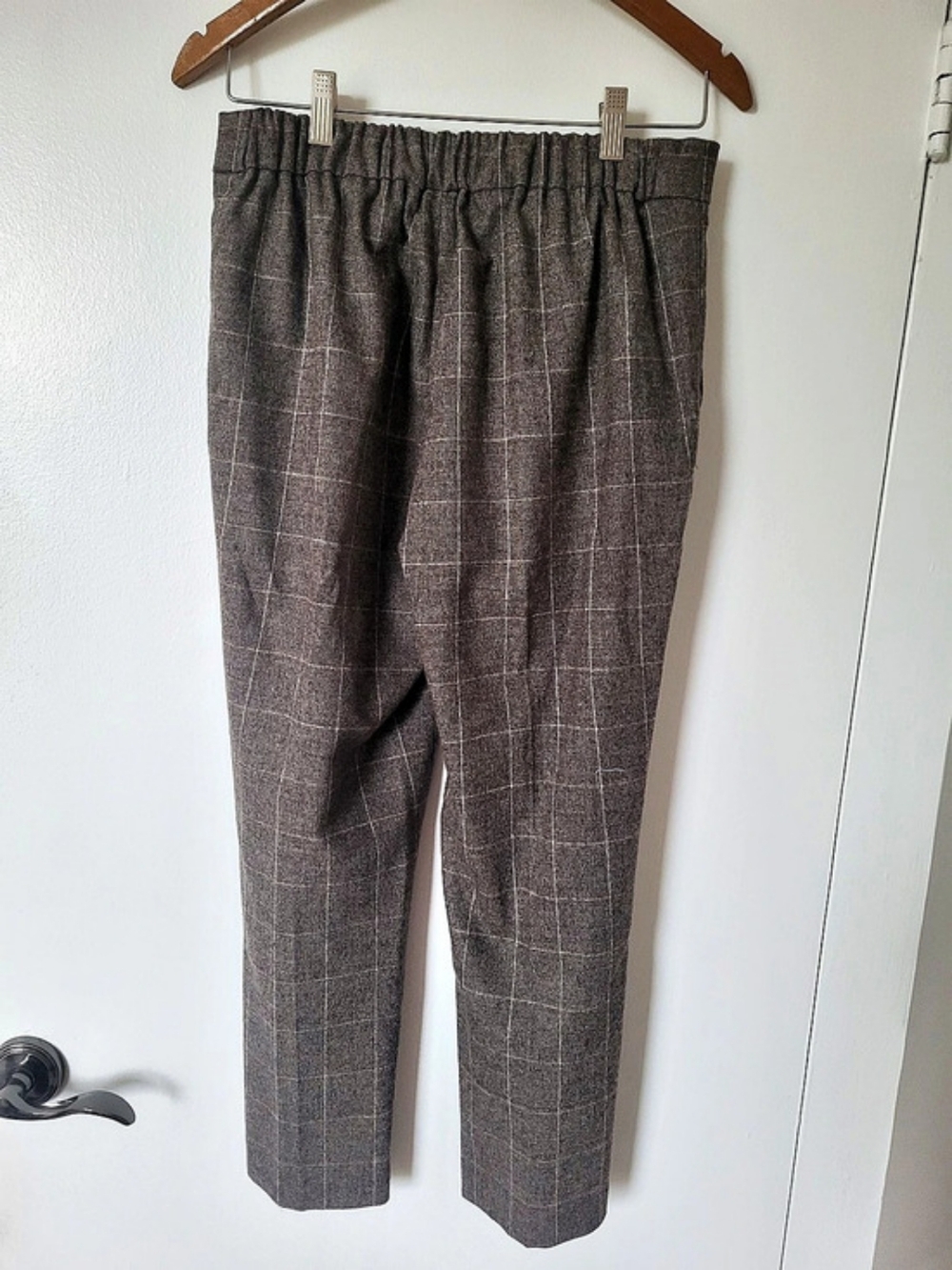 Babaton Atelier Plaid Checked Straight Wool Pants in Brown / Gray Size 6